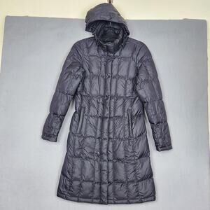 The North Face Coat Womens Small Black Hooded Down Puffer Long Quilted Zip Parka